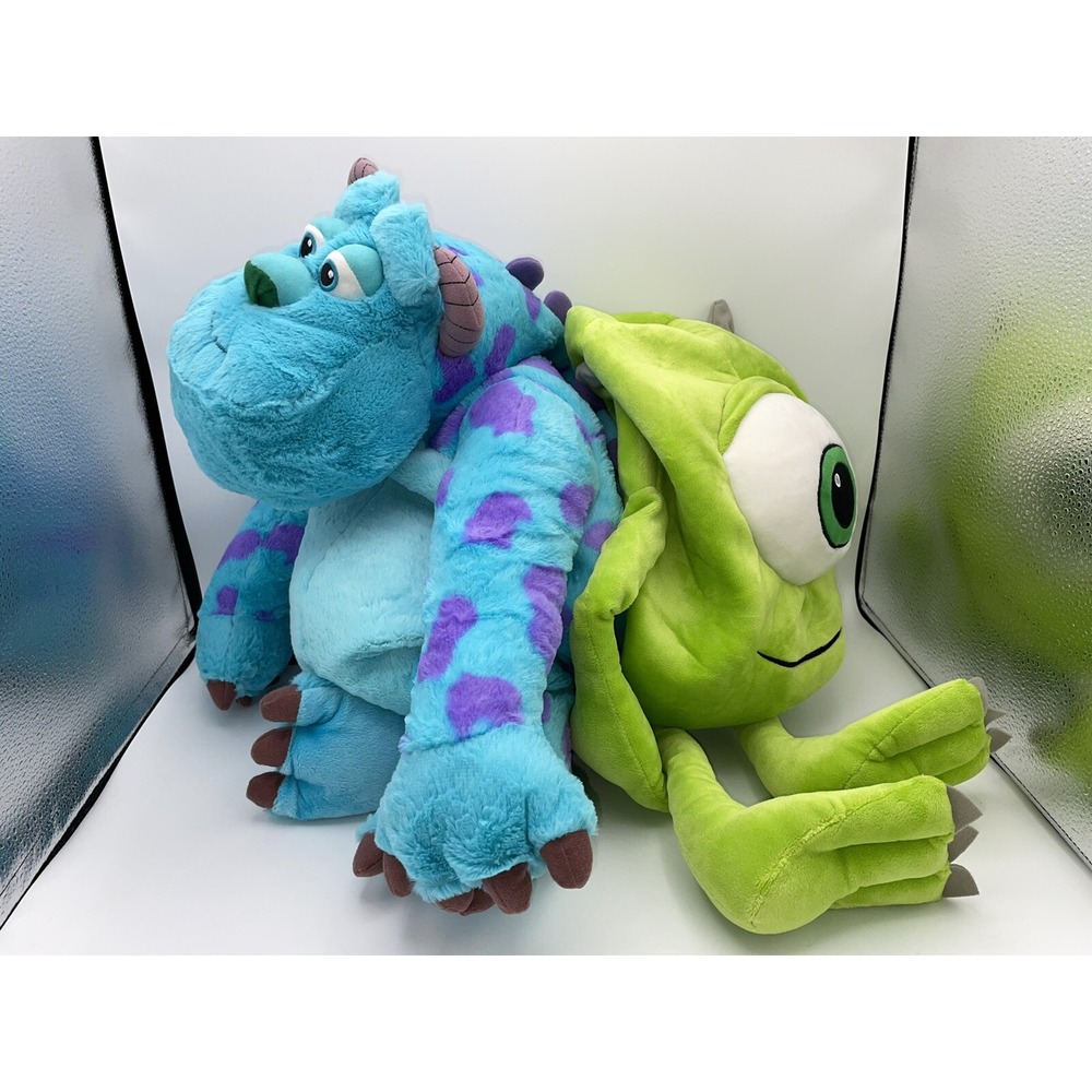 Disney Parks Monsters Inc Flip Sully Mike Plush Pillow Reversible 23 Inches